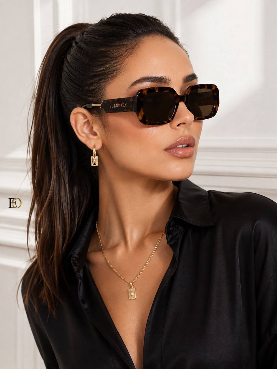 Burberry Tortoise Desenli Kahverengi Camlı İkonik Lüks Güneş Gözlüğü