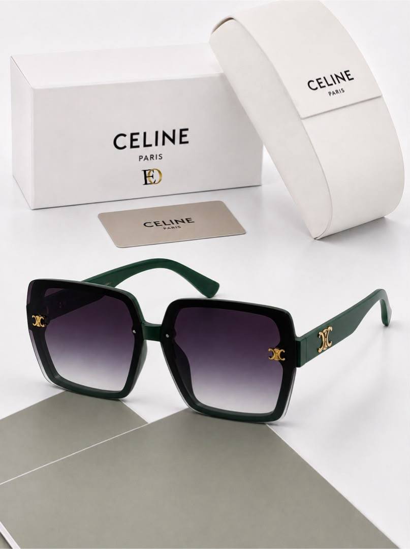 Celine Koyu Yeşil Çerçeveli Triomphe Detaylı Degrade Güneş Gözlüğü